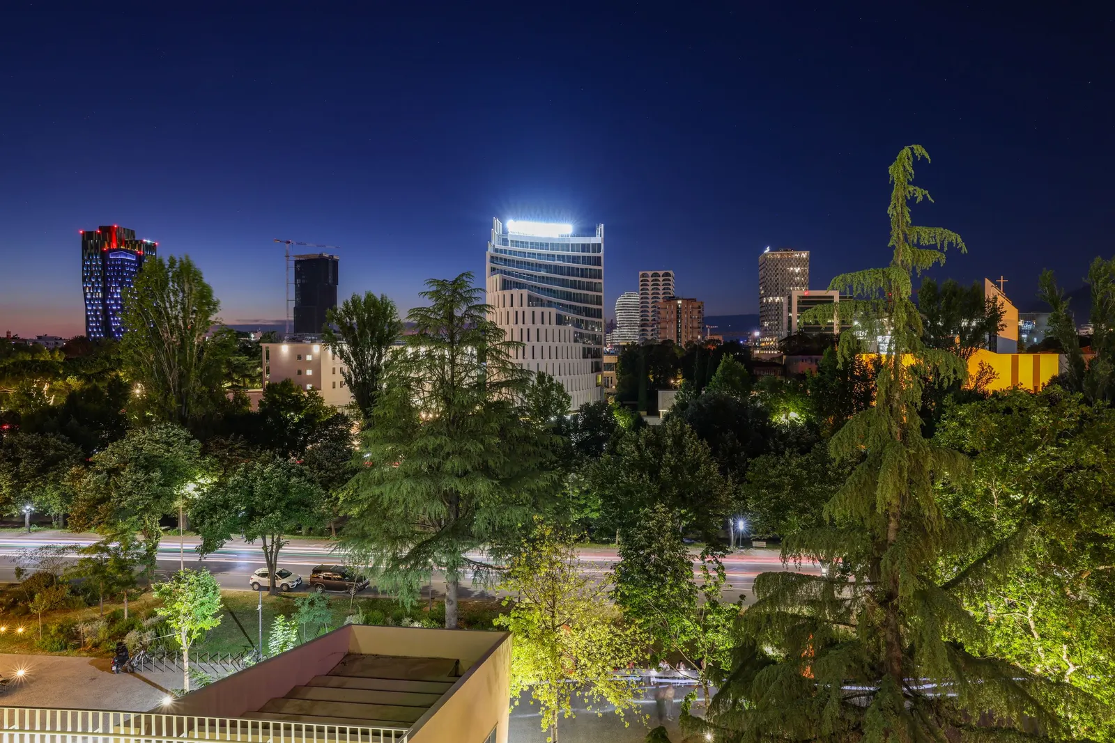 Central Tirana at night