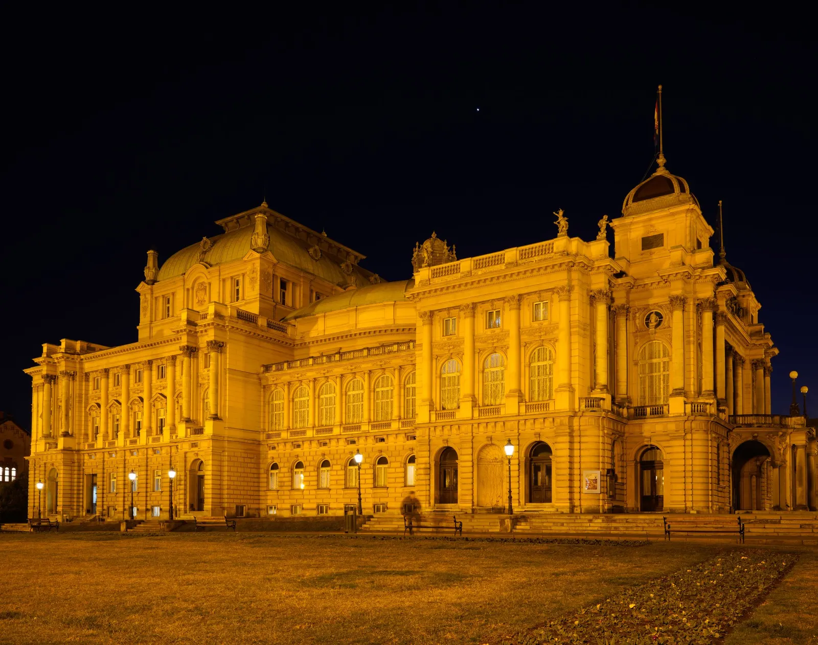 The Croatian National Theatre in Zagreb at night