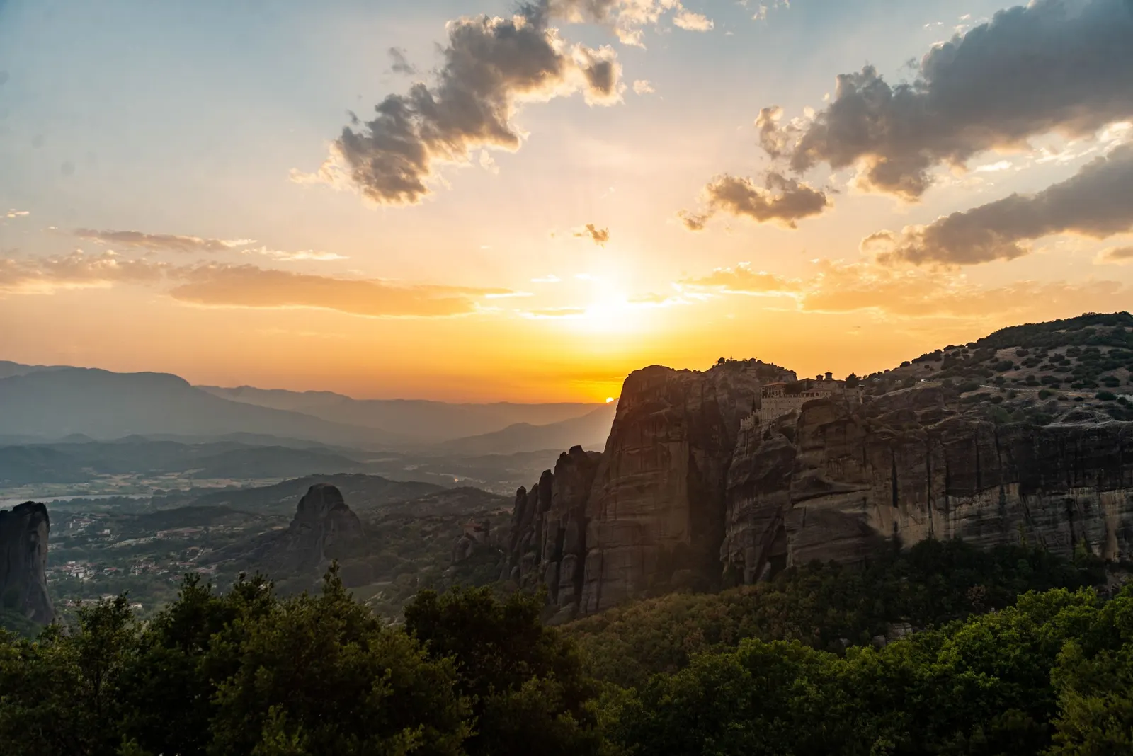 Meteora at sunset